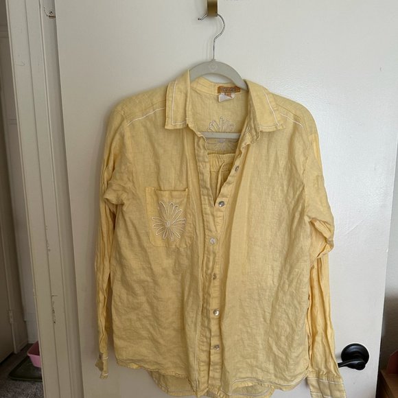 VRG GRL La Concha Linen Button Up Shirt &  Linen Short // Yellow - Picture 8 of 8